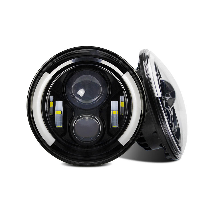 Hot Sale Angel Eye Amber Turning Light Auto Lighting System 7 Inch Round LED Headlight