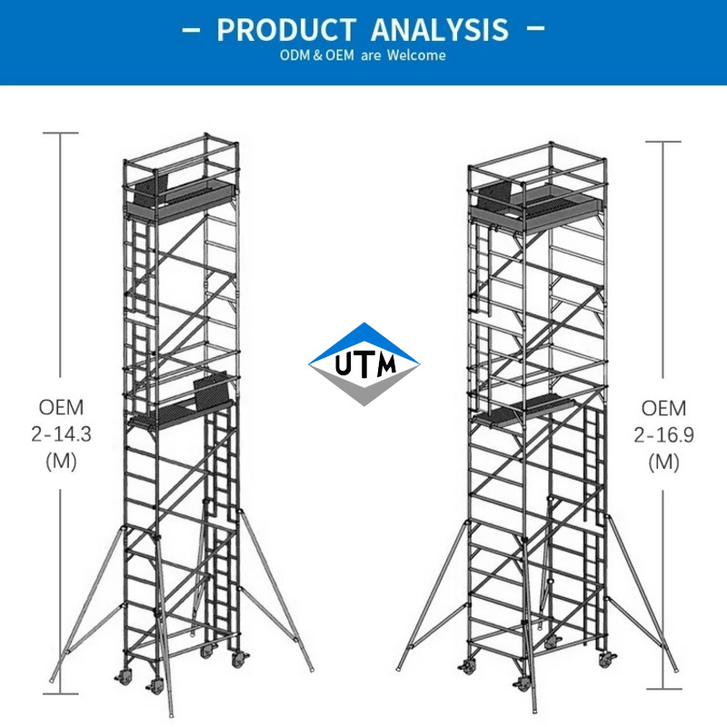OEM Certified China Supplier Construction Portable 3m-15m Scaffolding DIY Aluminium Scaffold Tower Mobile Aluminum Scaffolding Tower with Wheels