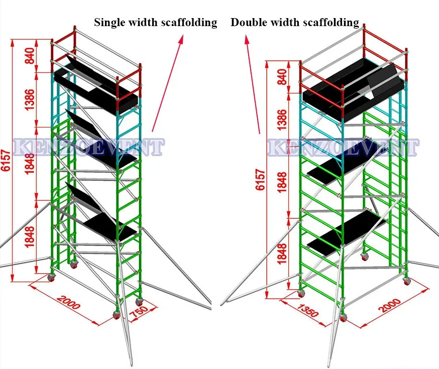 Aluminum Single Width Scaffolding