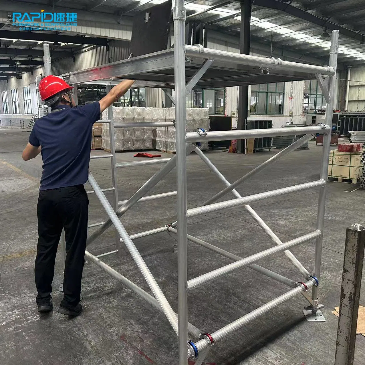 6061-T6 Aluminium Scaffolding Mobile Tower with Wheels Multipurpose Customize Height Aluminium Scaffolding Tower
