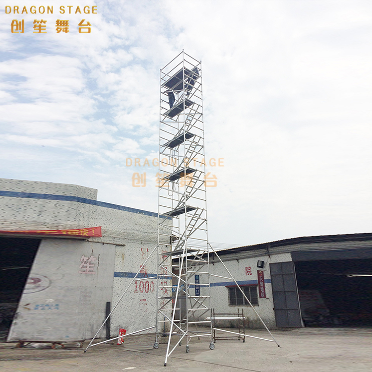 Versatile Aluminum Scaffolding System with Secure Locking Wheels