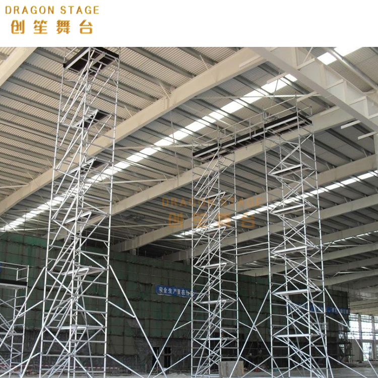 Versatile Aluminum Scaffolding System with Secure Locking Wheels