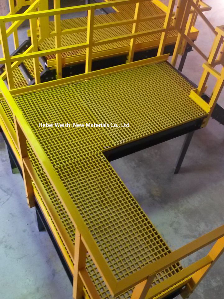 Concrete Reinforcing Grid Process Corrosion Resistant GRP Grille Stair Treads and Platforms Anti-Slip Fiberglass Grating