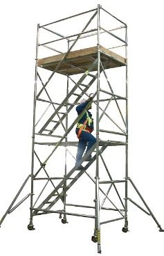 Versatile Aluminum Scaffolding System with Secure Locking Wheels