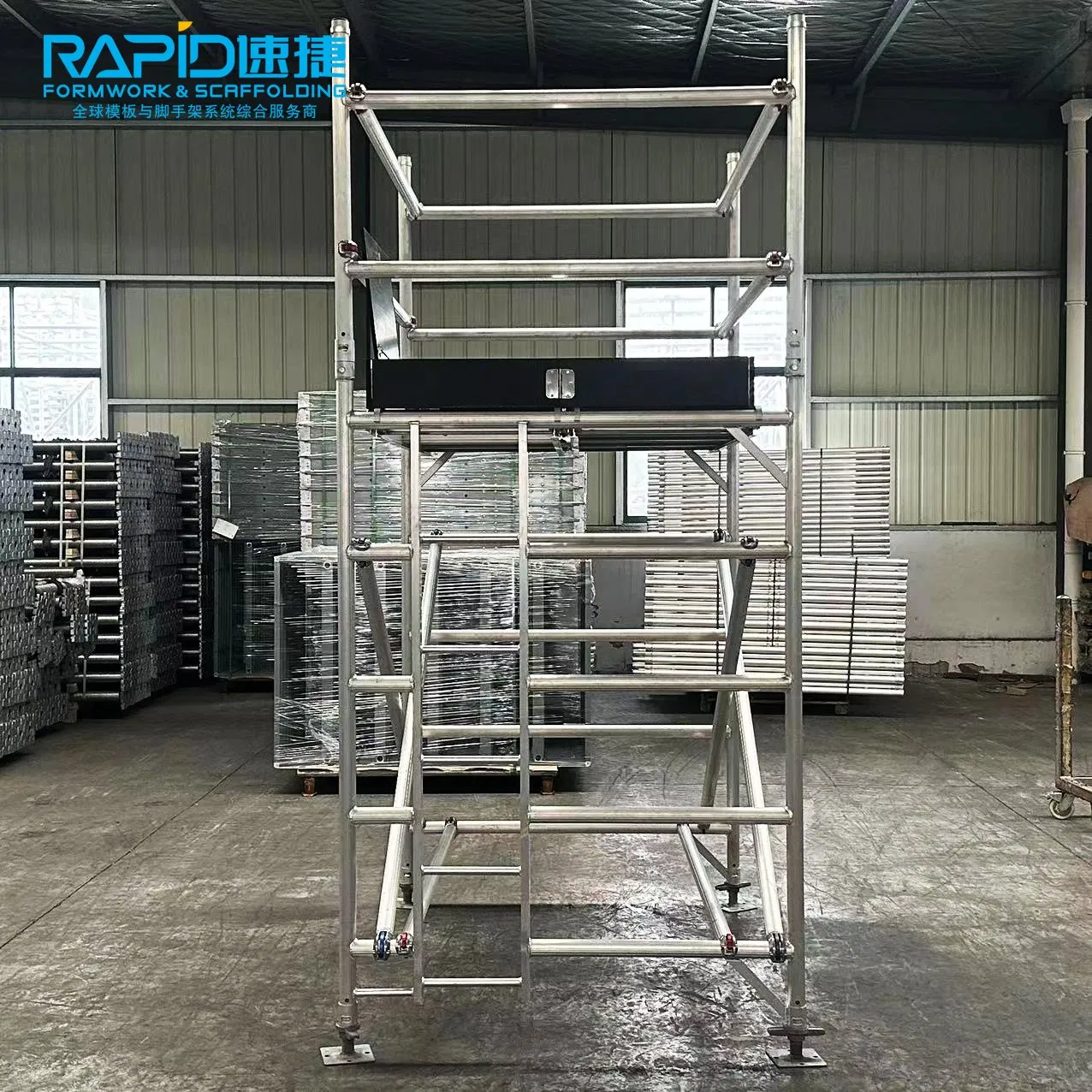 6061-T6 Aluminium Scaffolding Mobile Tower with Wheels Multipurpose Customize Height Aluminium Scaffolding Tower