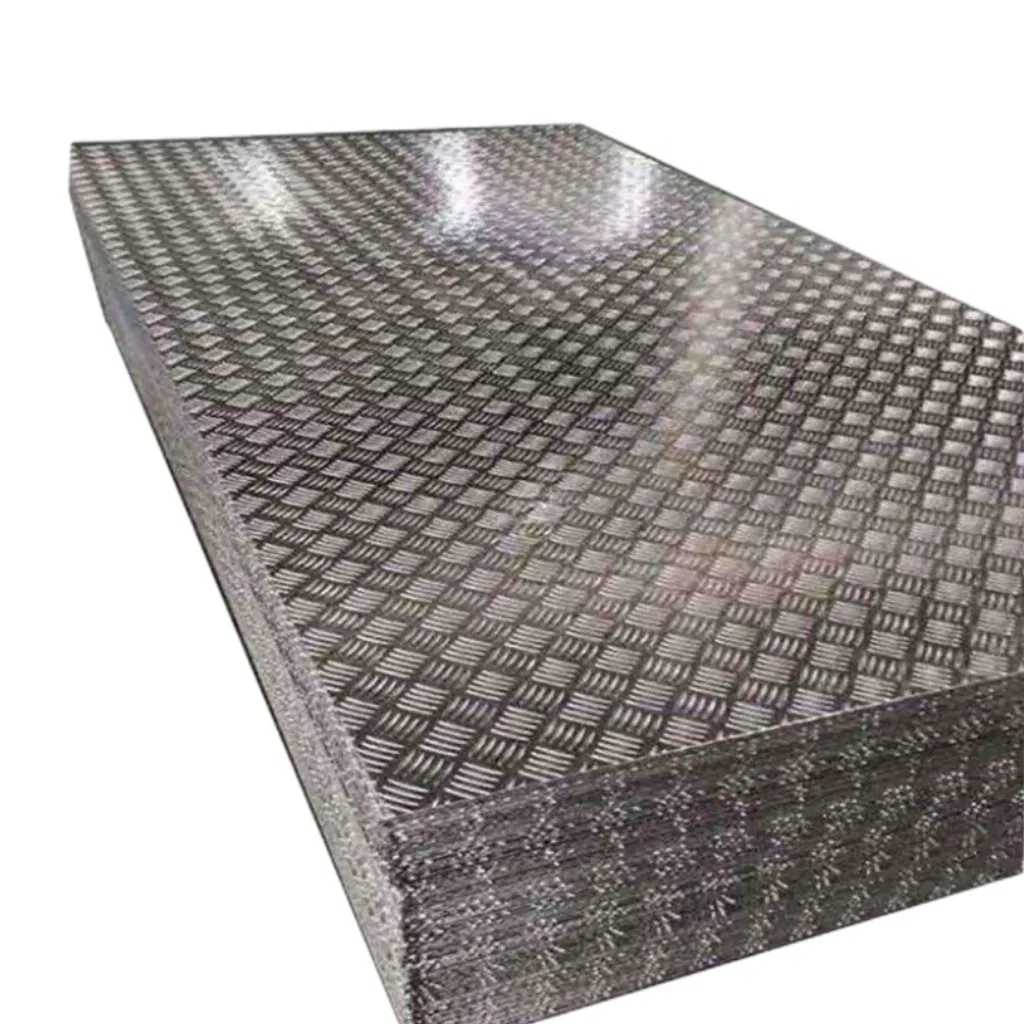 Anti-Slip 6061 6063 6082 3003 Aluminum Embossed Checkered Tread Sheet for Refrigerator/Construction