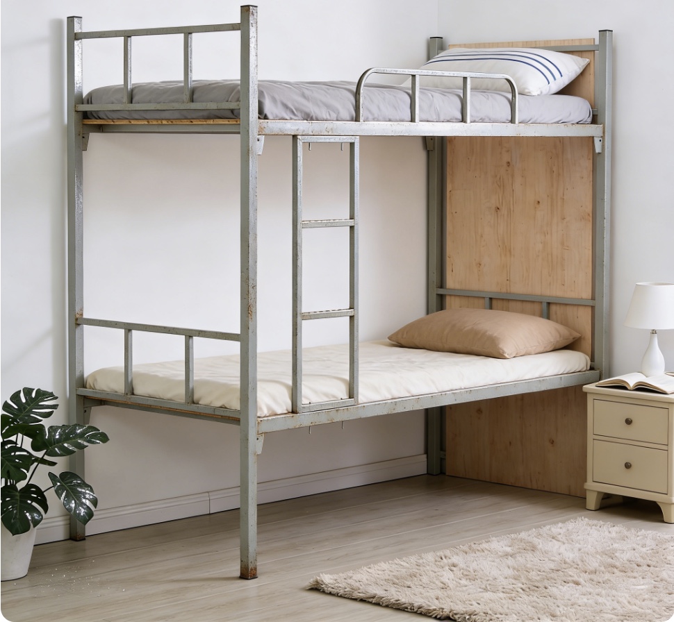 Modern Design Double Decker Bunk Bed Steel Metal Commercial Use for Dormitory Hotel School Hospital Apartment