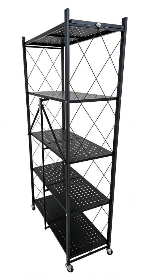 Metal Multi-Layer Free Foldable Oven Pot Board Rack Household Storage for Kitchen Pots Living Room for Floor-to-Ceiling