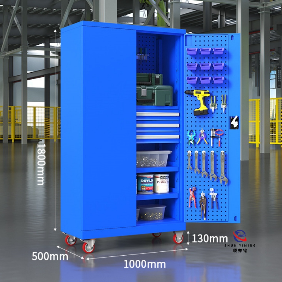 Industrial Style Blue Steel Tool Cabinet with Drawers, Heavy Duty Metal Garage Storage Wardrobe for Hardware Tool