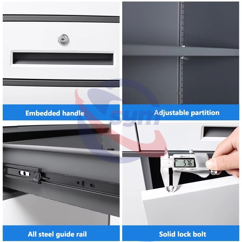 Flat Packed Metal Office Cabinet Steel Document Storage Locker with Adjustable Shelves for Commercial Project Use