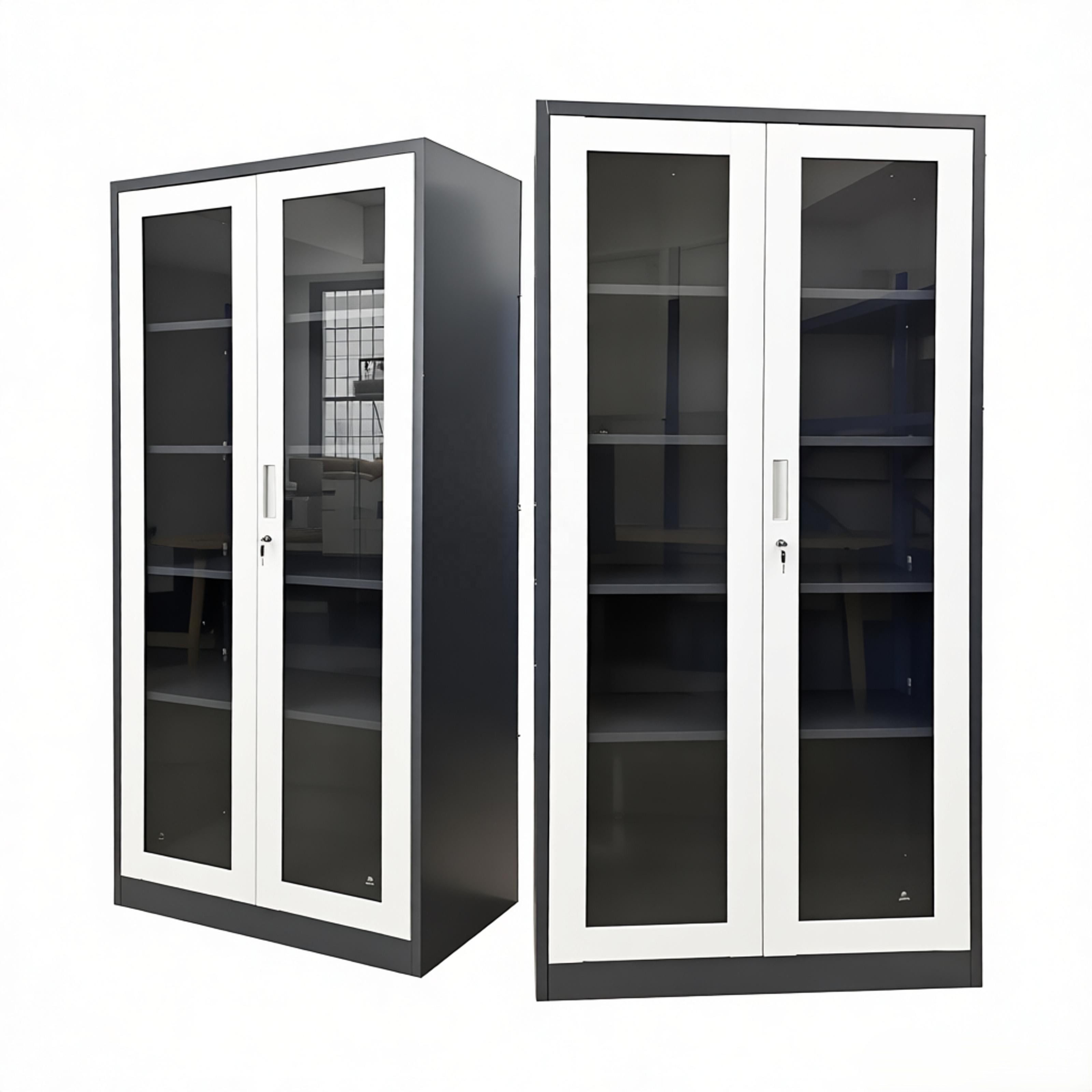 Commercial Steel Filing Cabinet with Swing Glass Door Durable Steel Cupboard with Glass Front for Office Storage