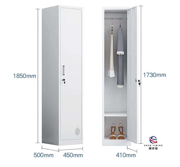 Stable Structure Steel Locker with Adjustable Feet, Metal Wardrobe for Uneven Floors in Old Buildings -  2 Layers