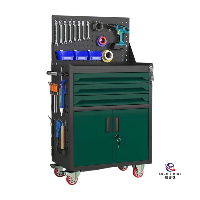 Locking 5 Drawer Steel Tool Trolley, Professional Rolling Metal Tool Cabinet with Anti-slip Mat for Mechanic Lab