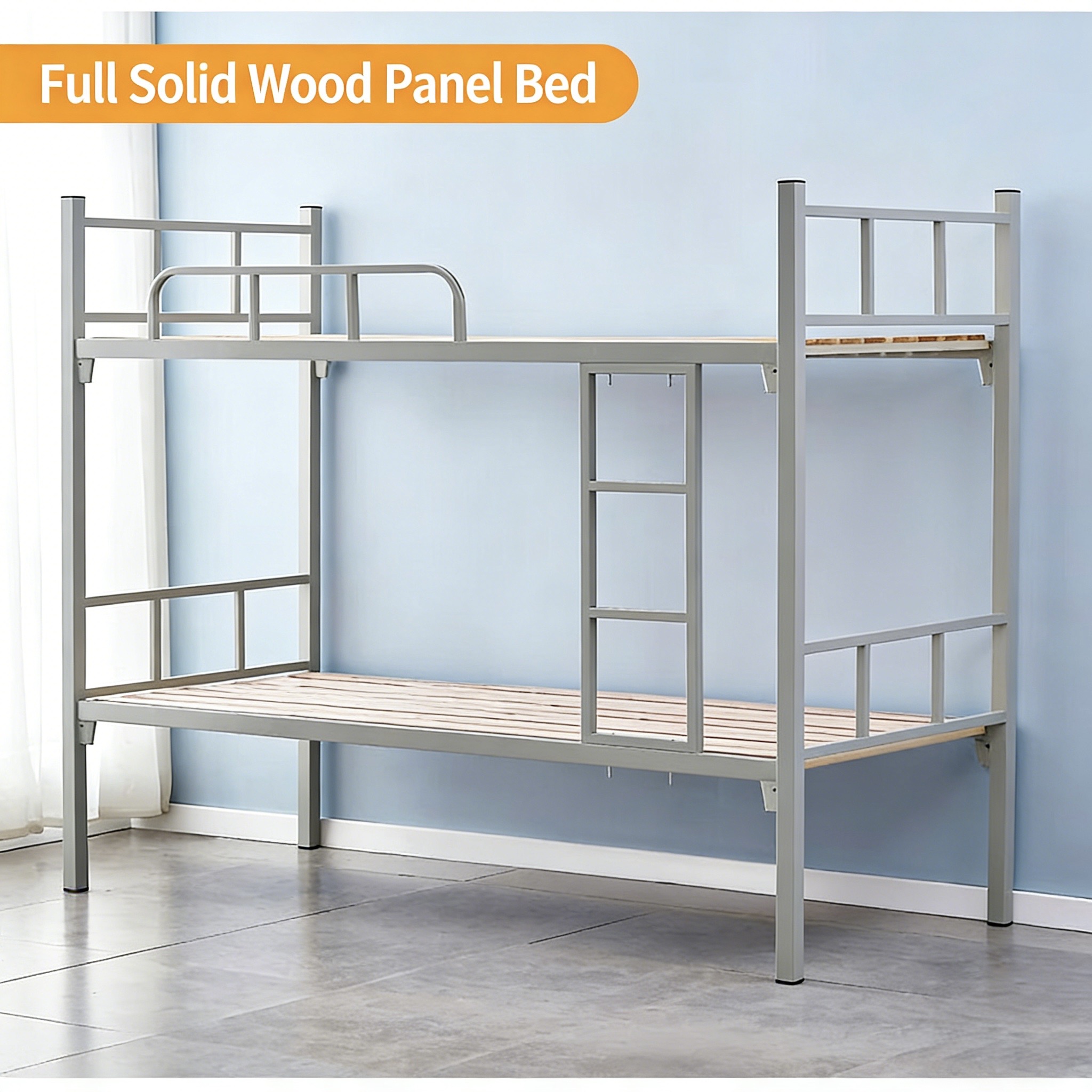 Modern Design Double Decker Bunk Bed Steel Metal Commercial Use for Dormitory Hotel School Hospital Apartment