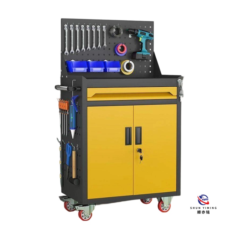 Fireproof Steel Tool Storage Cabinet on Wheels, Heavy Duty Metal Rolling Tool Trolley for Hazardous Workshop