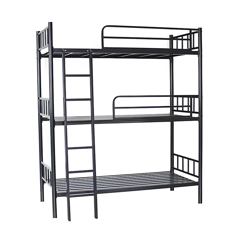Steel Metal Triple Bunk Bed Frame for 3 Persons, Ideal for Adult Apartments, Dormitory, Bedroom, or Loft Furniture Settings