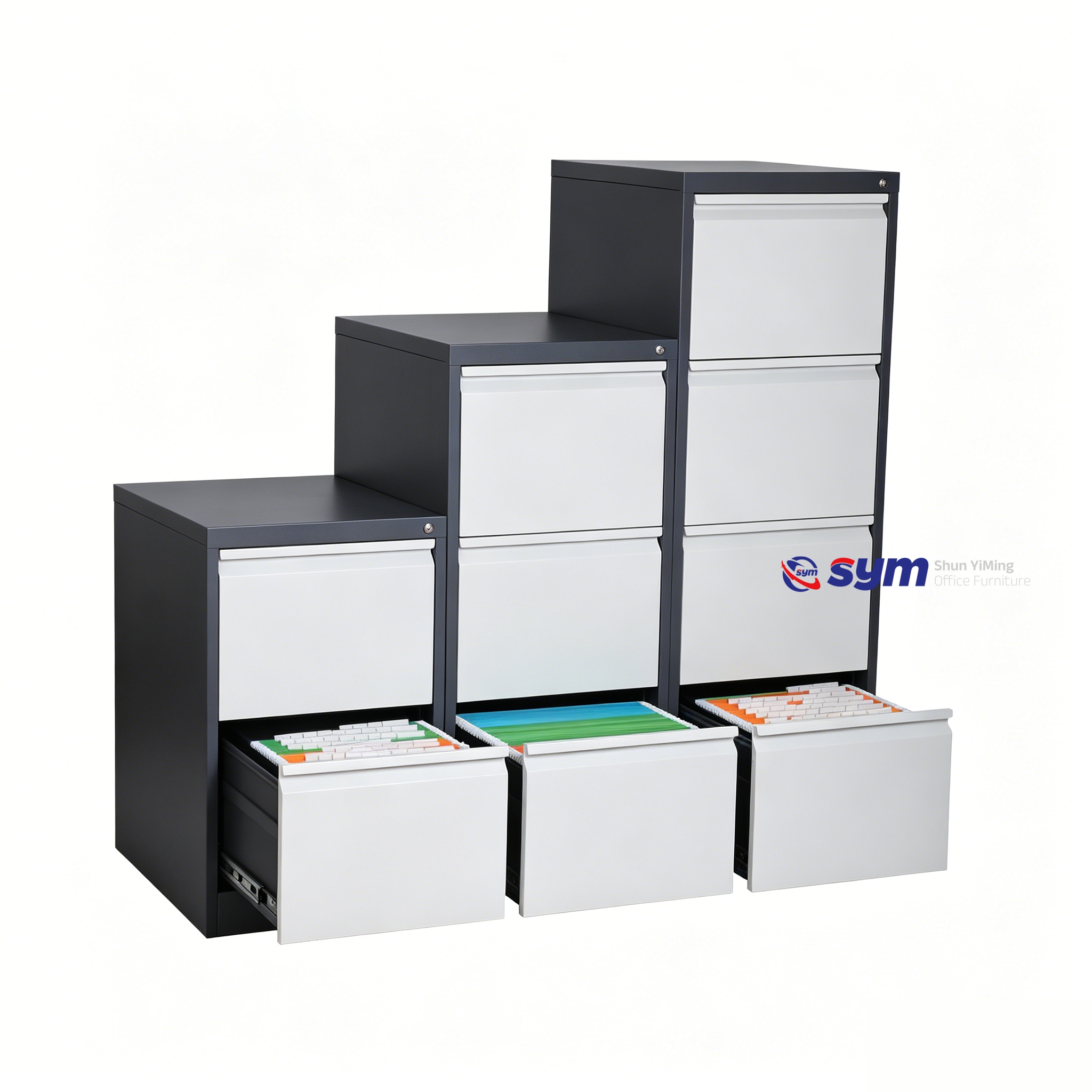 Comprehensive Steel Lateral File Storage System, Combined Metal Document Cupboard with Drawers for Enterprise Use