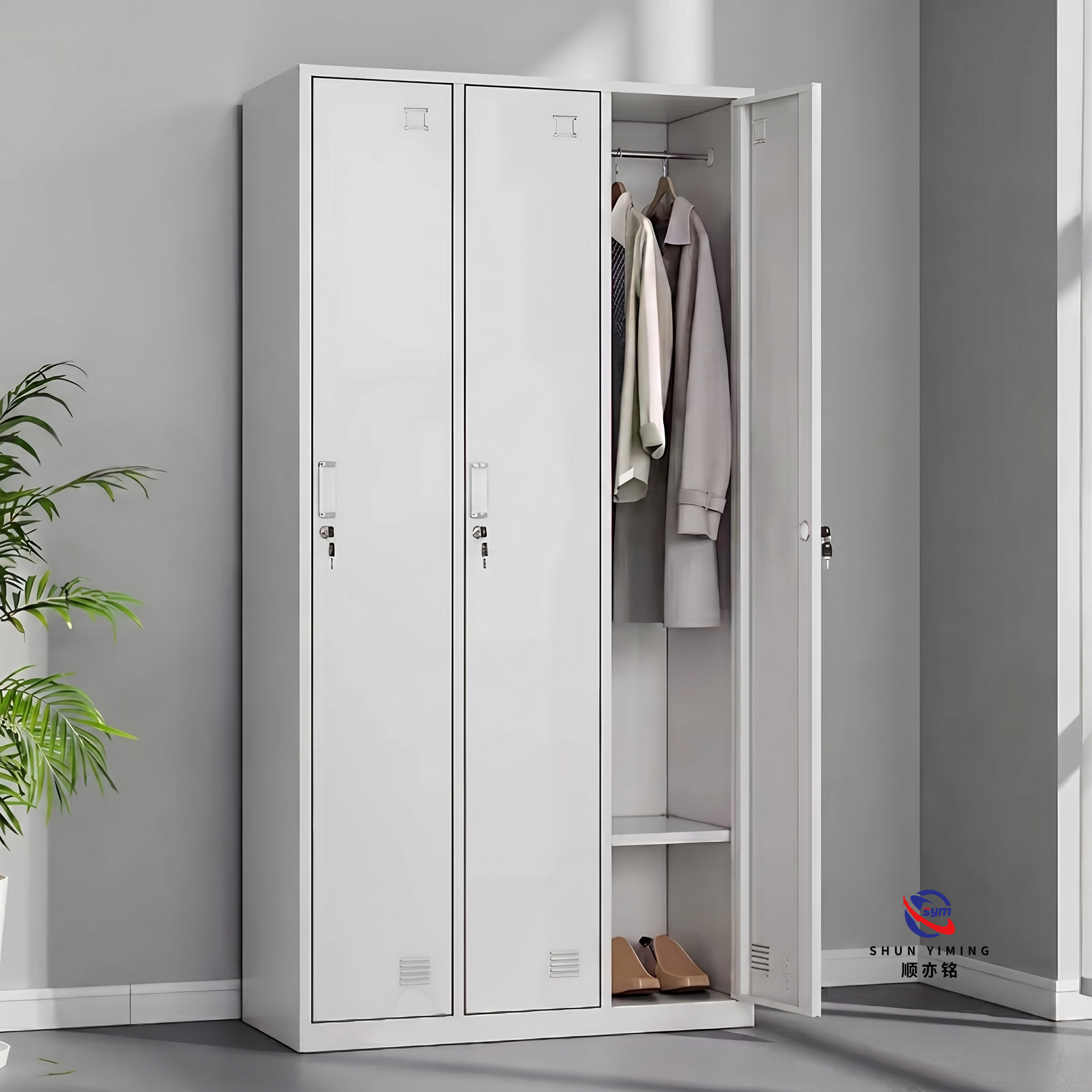 Ventilated Steel Locker with Air Holes, Odor-free Metal Wardrobe for Gym Clothes & Sports Equipment