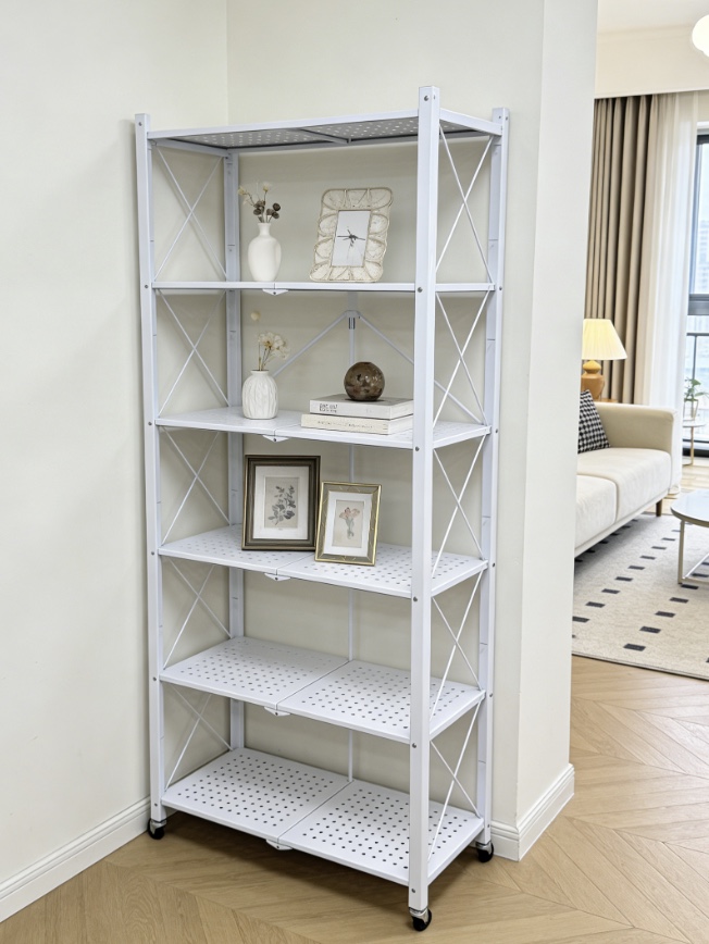 Wholesale Steel Mobile Microwave Folding Storage Shelf Floor Multi-Storey Balcony Storage Multiple Sizes