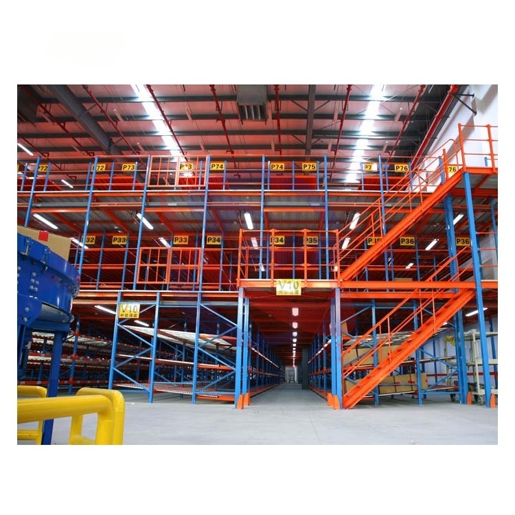 Two-tier Mezzanine Platform Industrial Storage Rack Heavy Duty Storage Shelves for Warehouse Expansion