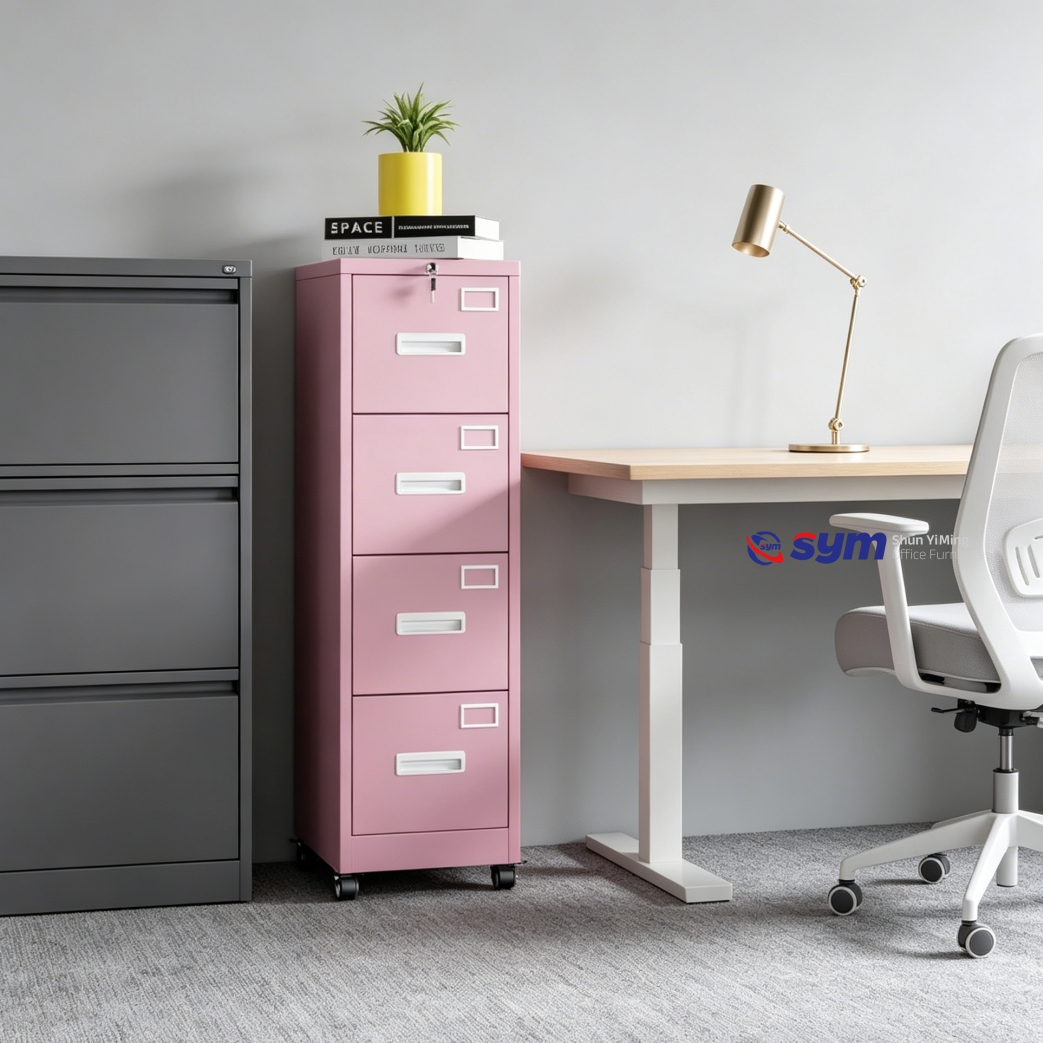 Legal Size Vertical Steel File Cabinet with Hanging Bars, Heavy Duty Metal Archive Storage Box for Law Firm Offices