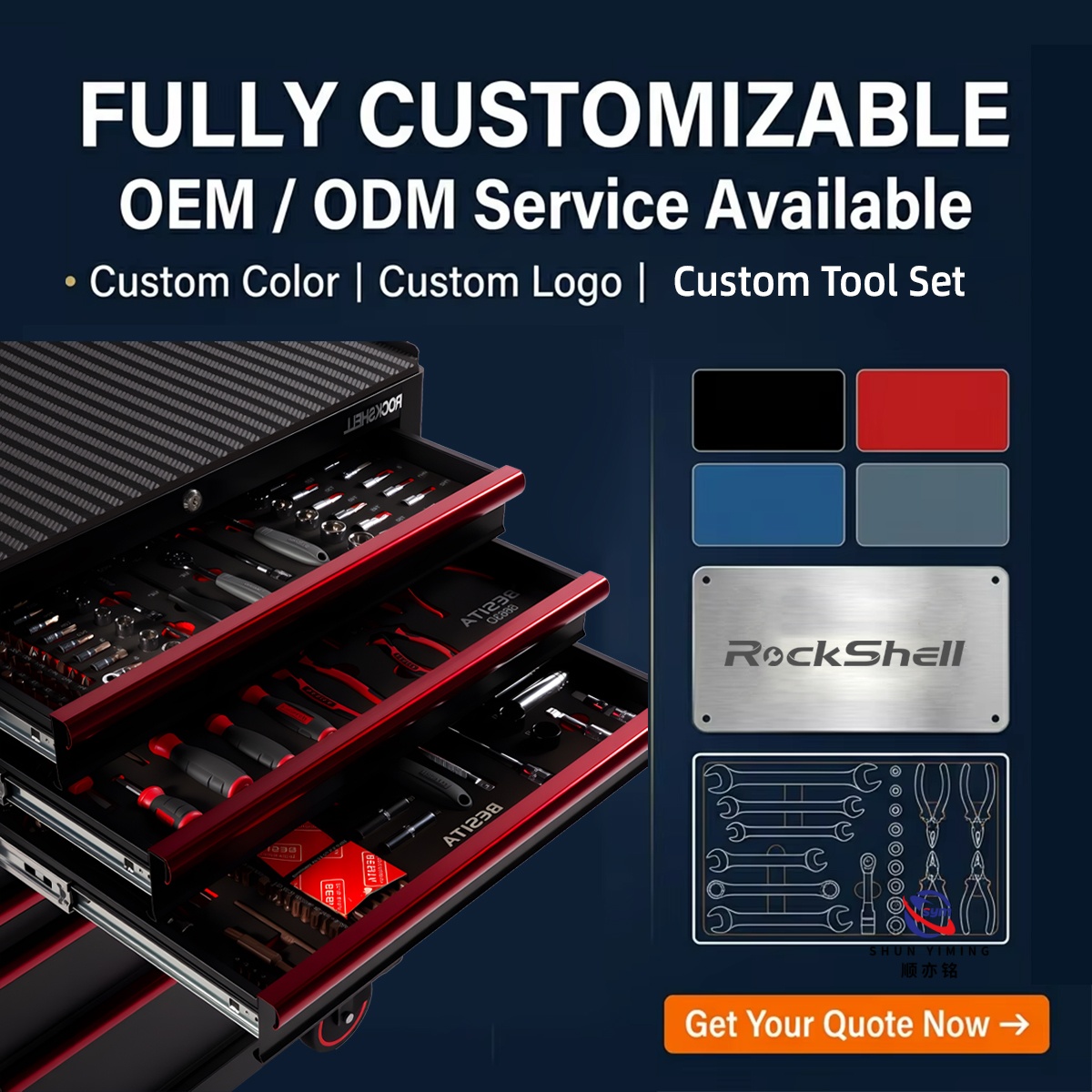 Low-Cost Multi-Functional Auto Repair Workshop Cabinet Trolley Iron Metal Modern Design Tool Box Trolley Adjustable Storage