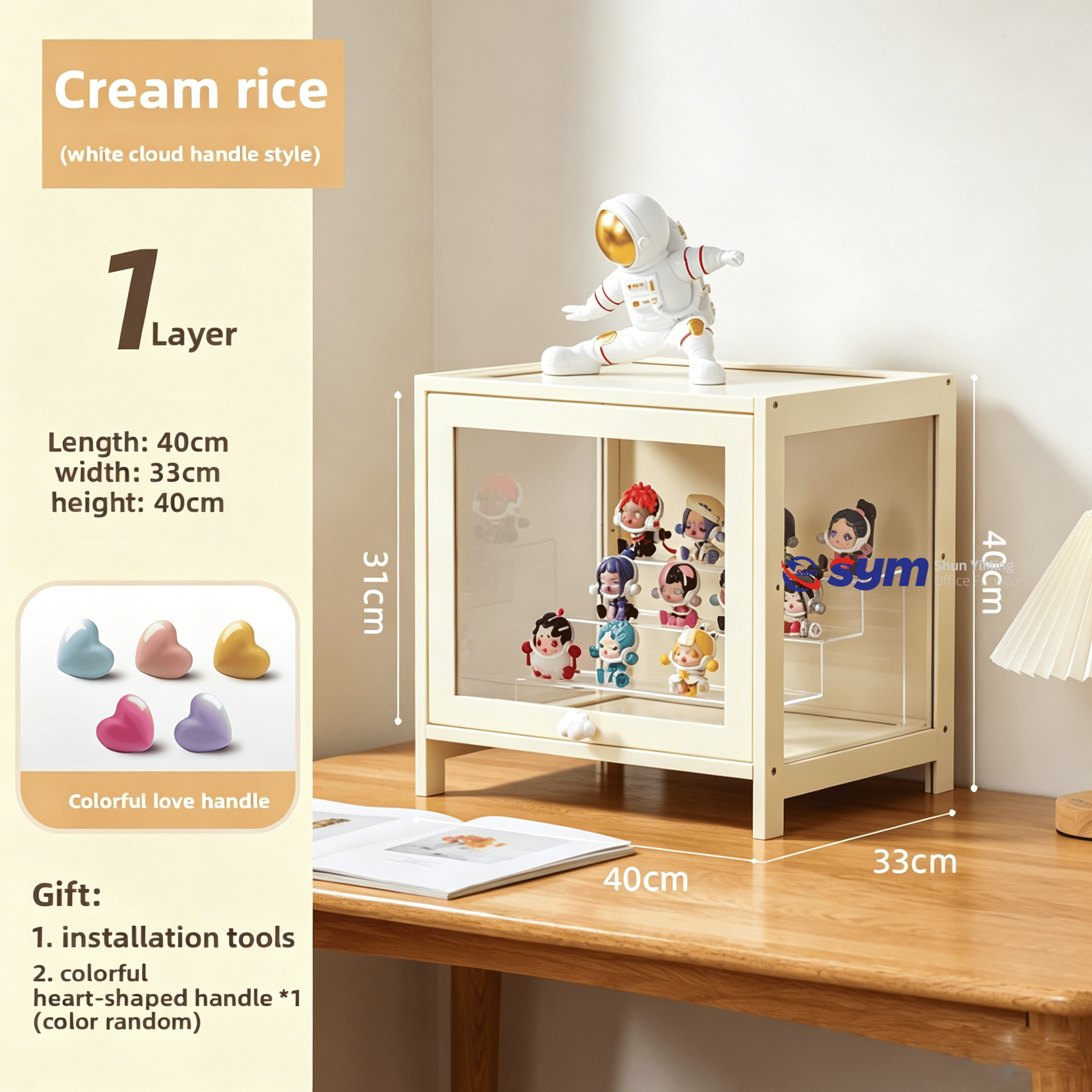 Luxury Metal Frame Glass Display Cabinet with Light Strip, Elegant Action Figure Showcase for High End Collectible