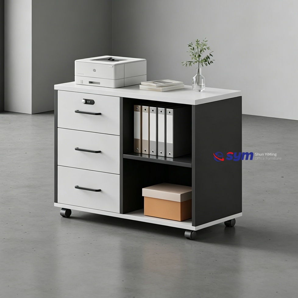 Professional 3 Drawer Mobile Filing Cabinet, Cold Rolled Steel Under Desk Pedestal Organizer for Commercial Office