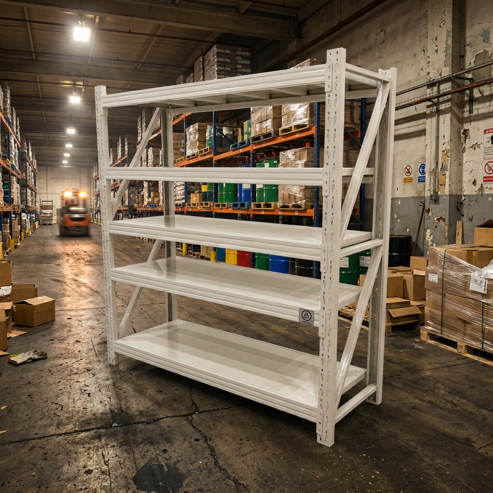 Durable Steel Warehouse Racks Adjustable Shelves for Workshop Studio Storage-Boltless Assembly Anti-Rust Corrosion Protection