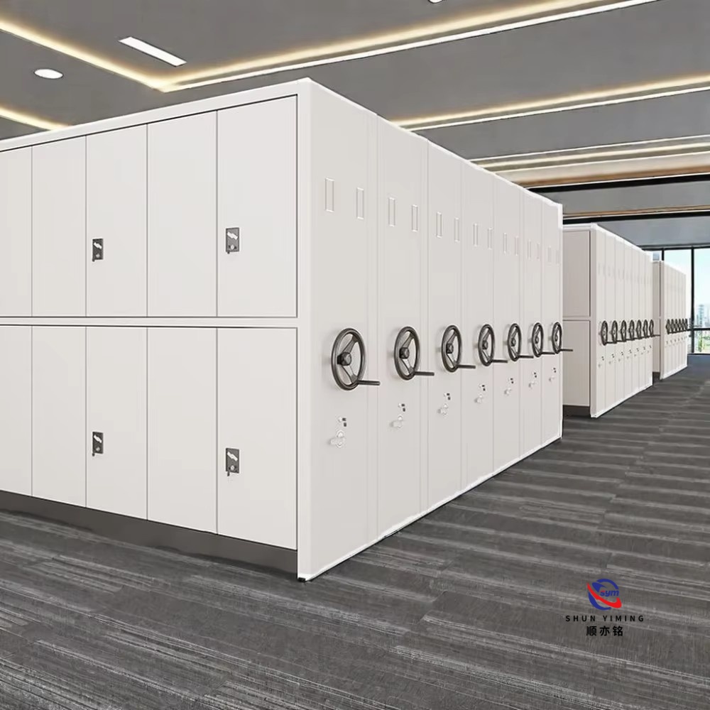 Mechanical Drive Mobile Compact Shelving, High Capacity Steel Storage System for Industrial Component Storage