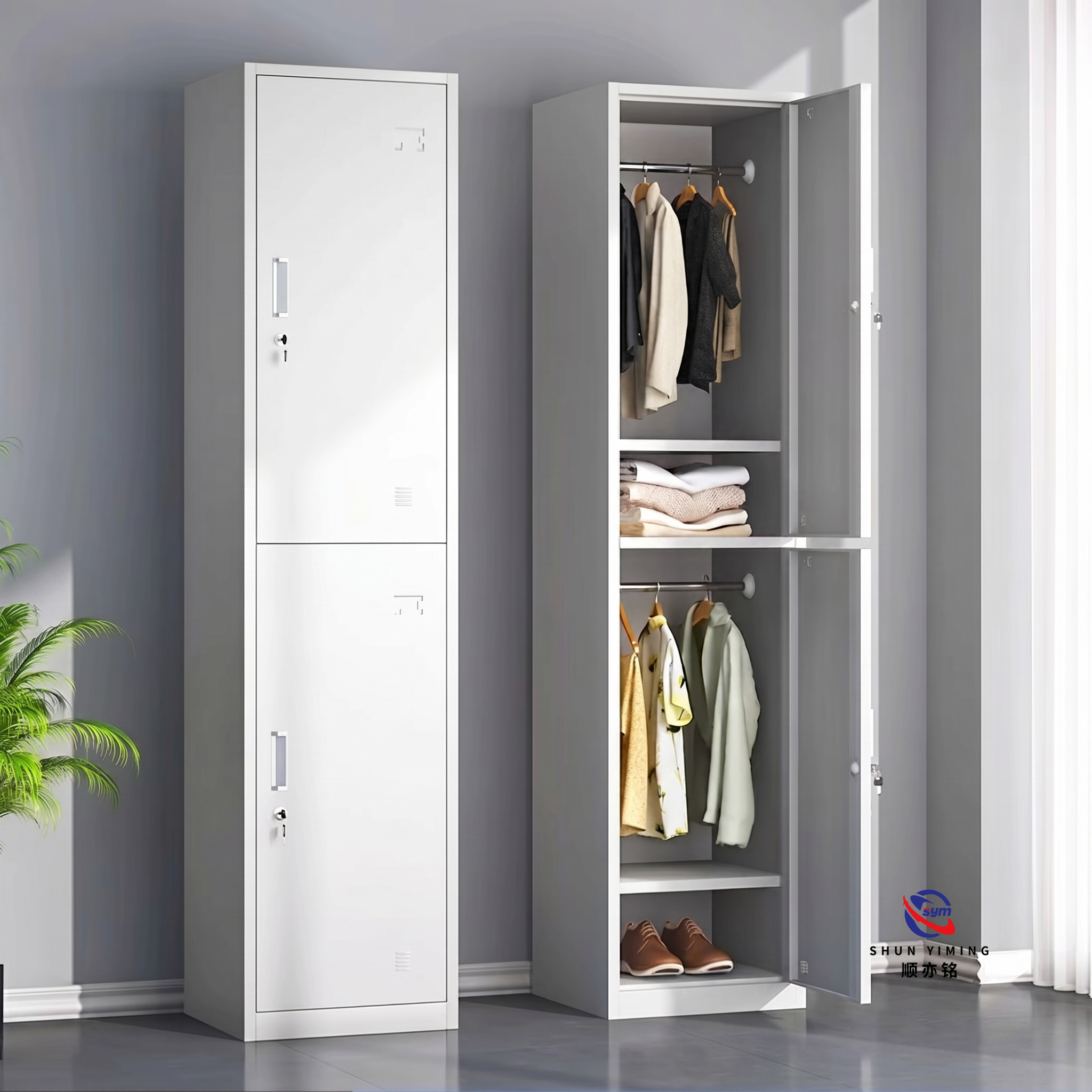 Electrostatic Spraying Steel Locker, Eco-friendly Metal Wardrobe Cabinet for Modern Office & School Room