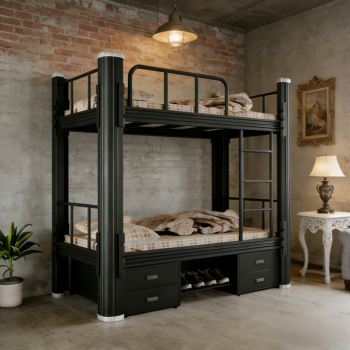Customized Steel Loft Bunk Beds for Hotel and Commercial Use, Wholesale High-Quality Bunk Bed Solution with Durable Frame