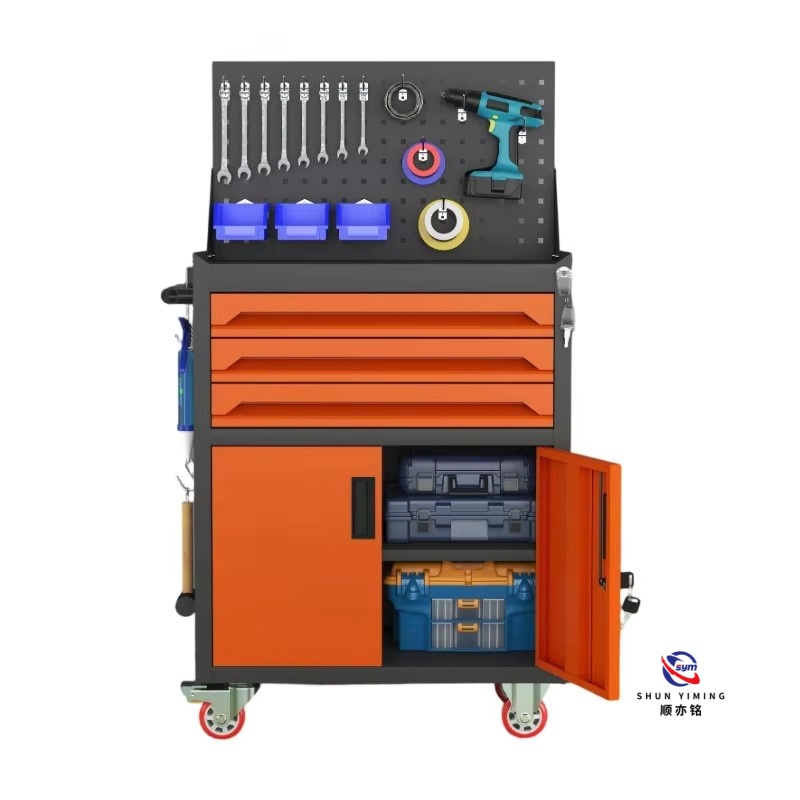 Durable 5 Drawer Mobile Tool Trolley, Heavy Duty Steel Rolling Cabinet with Lockable Wheels for Industrial Storage