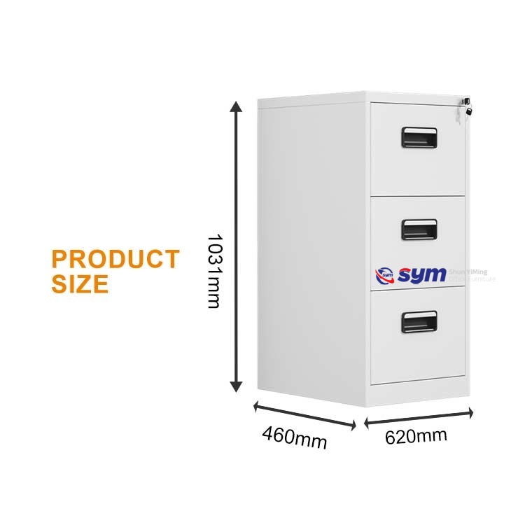 Vertical Steel File Cabinet for A4 Document Storage, High Capacity Metal Office File Organizer with Hanging Rails