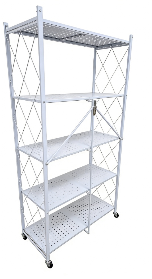 Wholesale Steel Mobile Microwave Folding Storage Shelf Floor Multi-Storey Balcony Storage Multiple Sizes