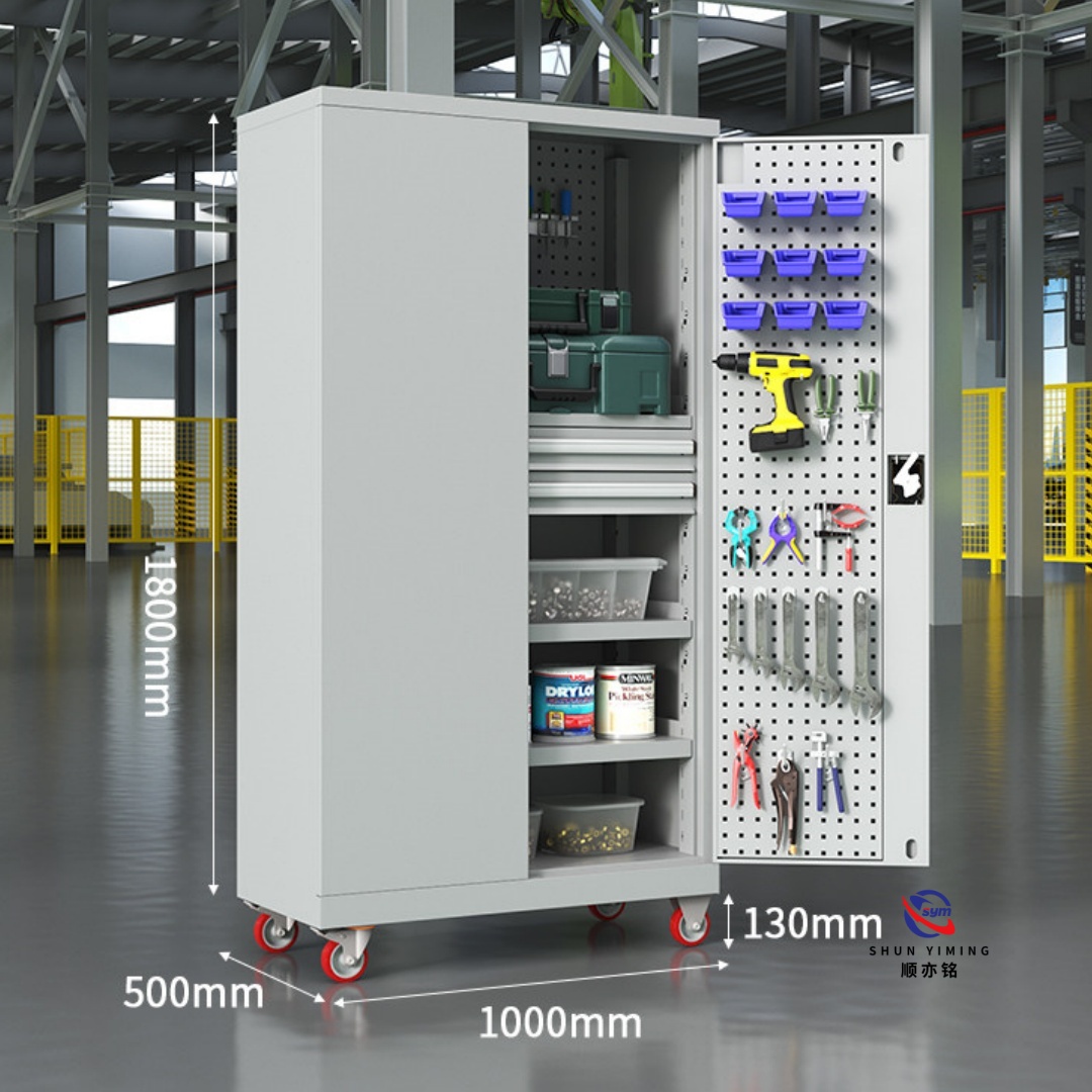 Knock-down Structure Steel Tool Cabinet with Pegboard, Easy Assembly Metal Garage Storage Wardrobe for Wholesaler