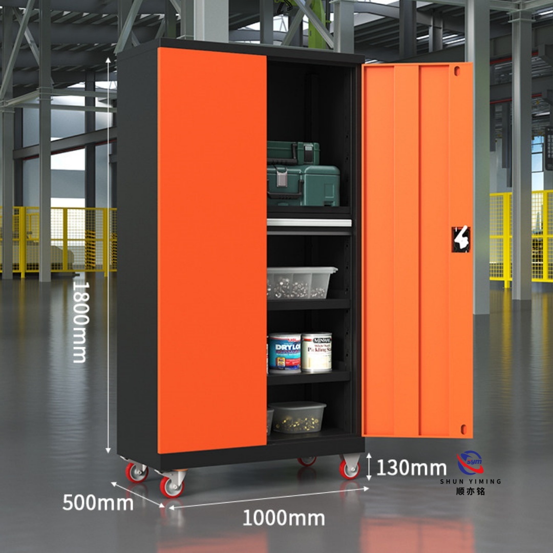 Matte Finished Steel Tool Cabinet with Pegboard Panel, Durable Metal Garage Storage Cabinet with High Loading Rails