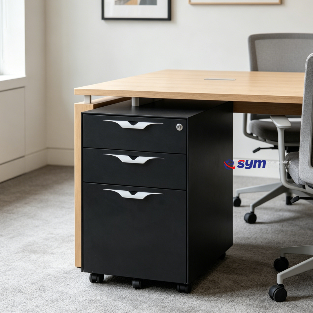 Colorful 3 Drawer Steel Mobile Pedestal, Vibrant Metal Under Desk File Storage Cabinet for Creative Working Space