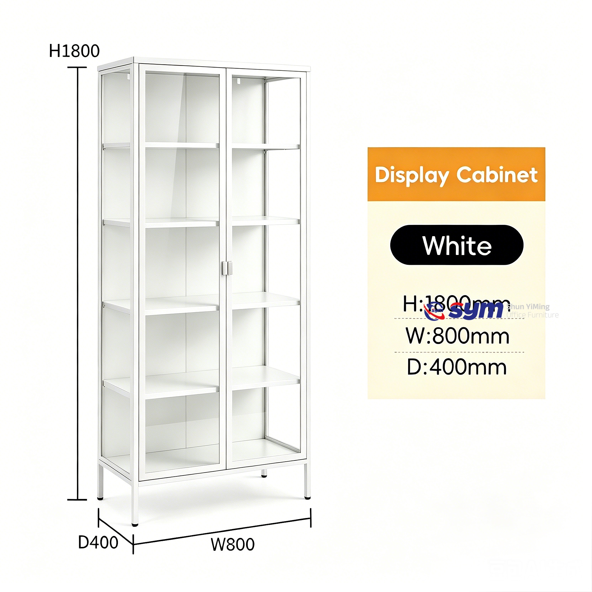 Solid Metal Base Glass Display Cabinet for Heavy Statue, Tempered Glass Action Figure Showcase with Wall Anchors
