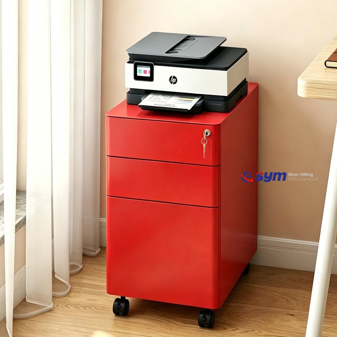 Lightweight Steel Mobile Pedestal 3 Drawer, Metal Under Desk File Cabinet with Quick Installation Guide