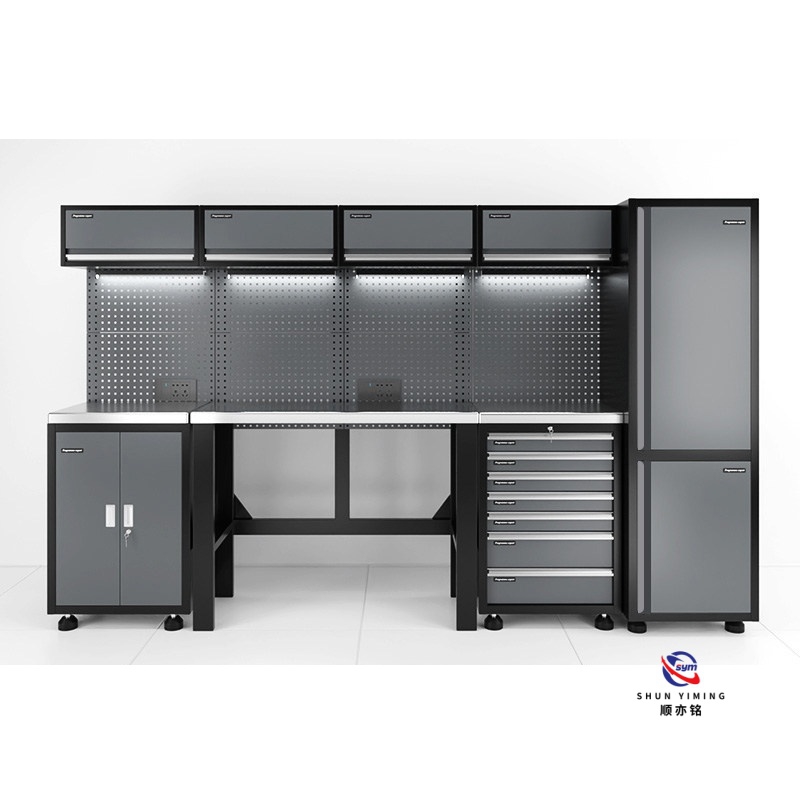 Ergonomic Steel Workbench Combo, Multi-functional Combined Tool Station with Height Adjustable Desk Unit