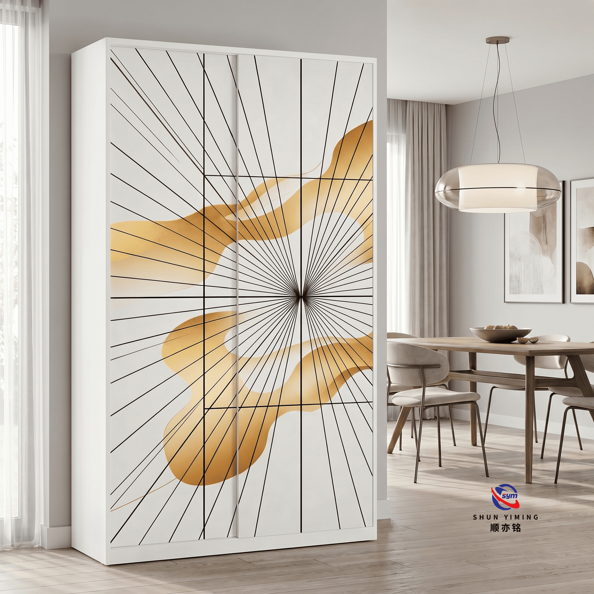 Elegant Pattern Printed Steel Wardrobe, Durable Metal Bedroom Clothes Organizer Cabinet with Modern Flower Design