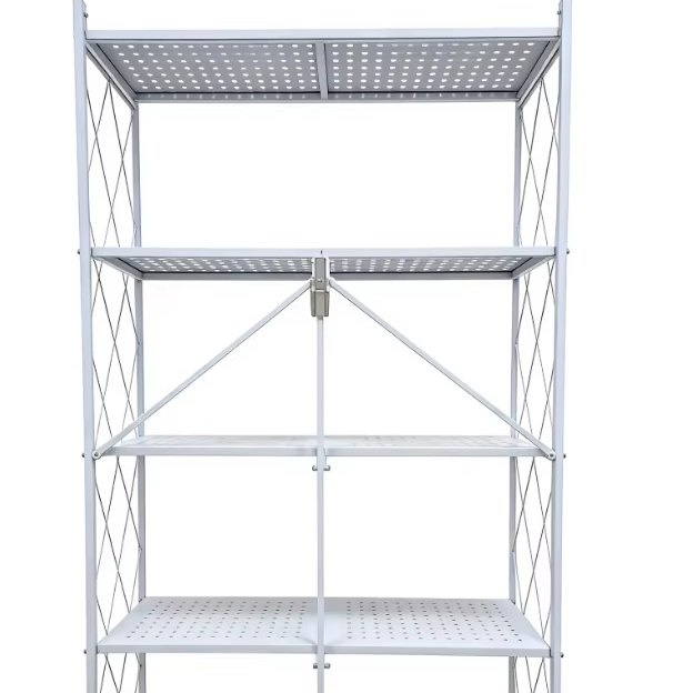 Home Kitchen Metal Folding Storage Shelf Racks With Universal Wheels 4-tire Estantes Foldable Folding Removable Shelves