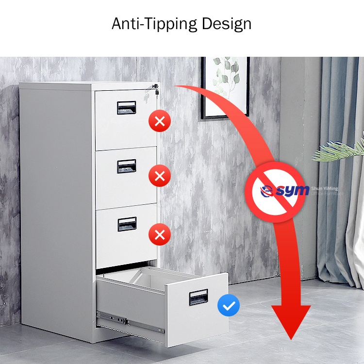 Interlocking Vertical Steel File Cabinet, High Security Metal Filing Cabinet with Full Extension Ball Bearing Slide
