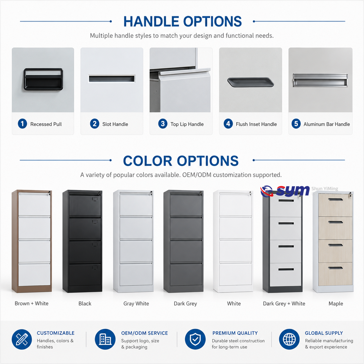 Safe Lock Steel Lateral File Cabinet, Heavy Duty Metal Archive Storage Unit with Adjustable Document Folder Rails