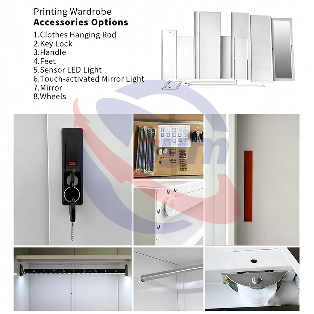 Anti Rust Metal Wardrobe with Floral Printing Steel Bedroom Closet for Coastal City High Humidity Environment