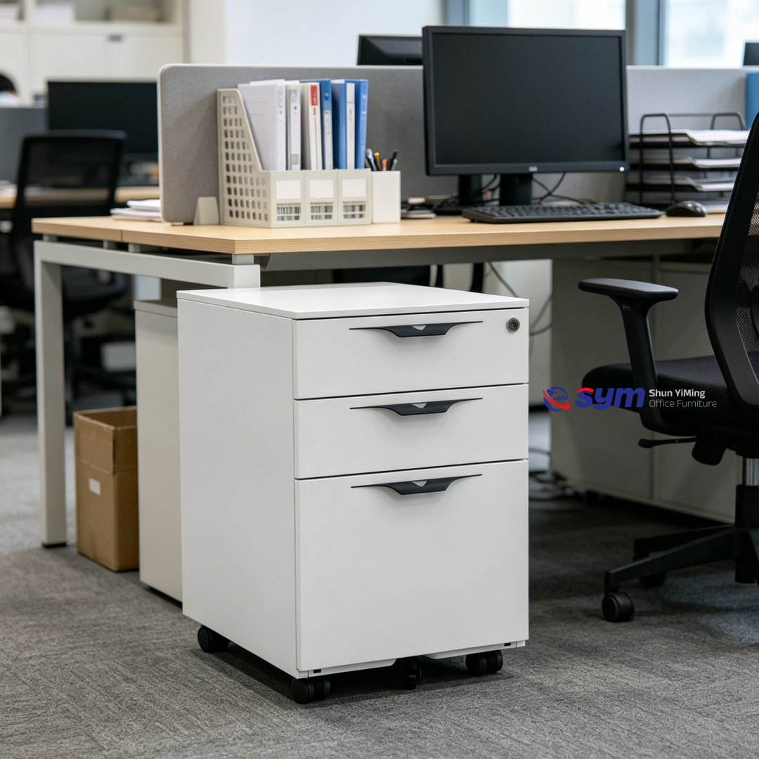 Government Office Project Steel Mobile Pedestal, Heavy Duty Metal 3 Drawer Under Desk File Cabinet with BIFMA Test