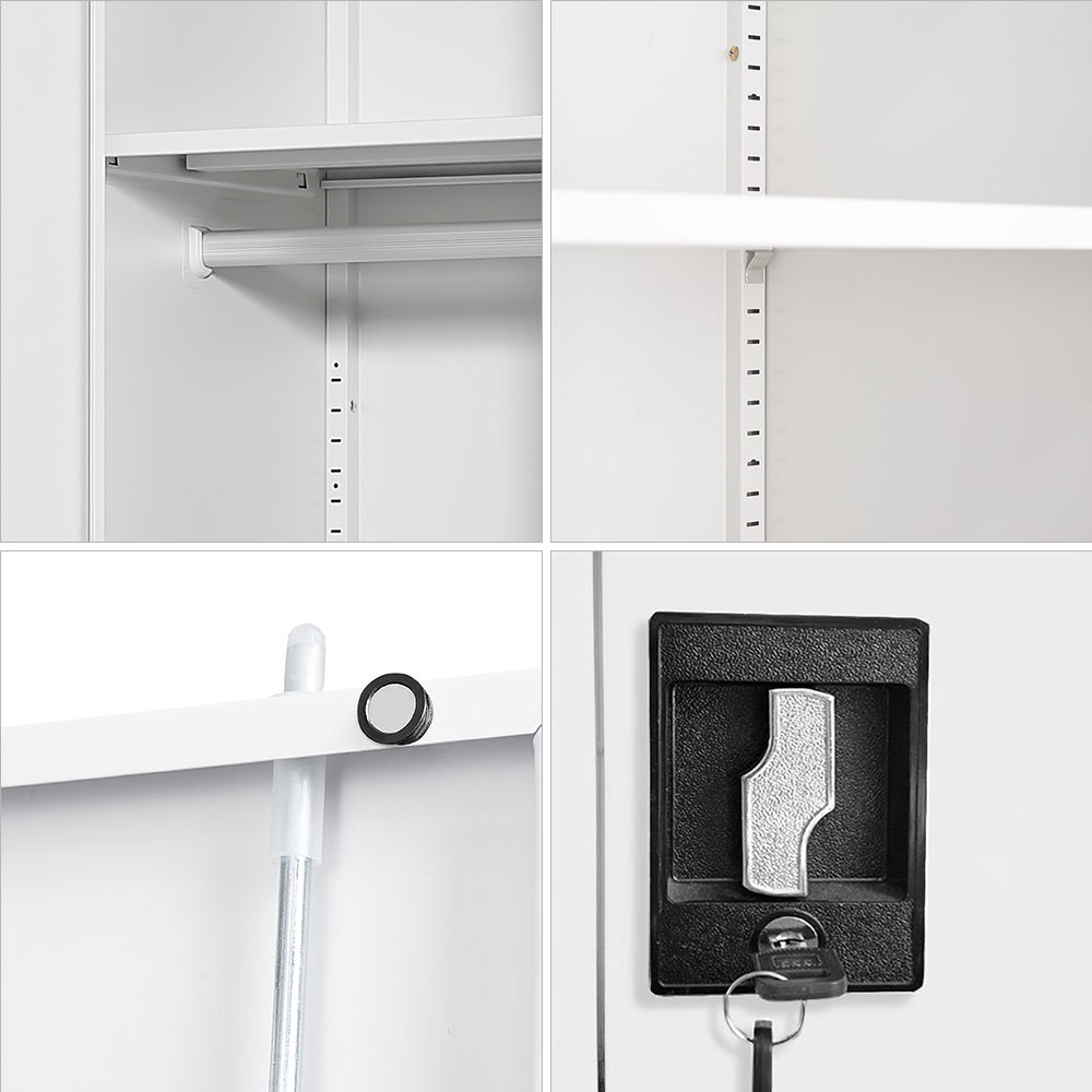 Modern 2-Door Steel Storage Wardrobe Versatile Home Furniture for Bedroom Kitchen or Office Storage Solutions