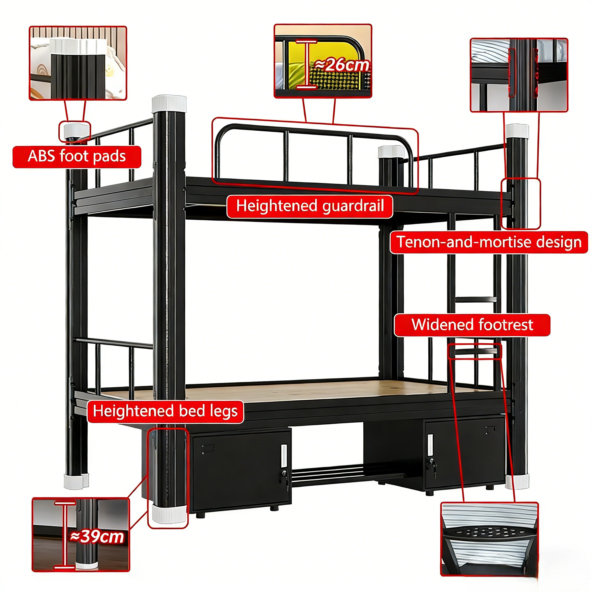 Customized Steel Loft Bunk Beds for Hotel and Commercial Use, Wholesale High-Quality Bunk Bed Solution with Durable Frame