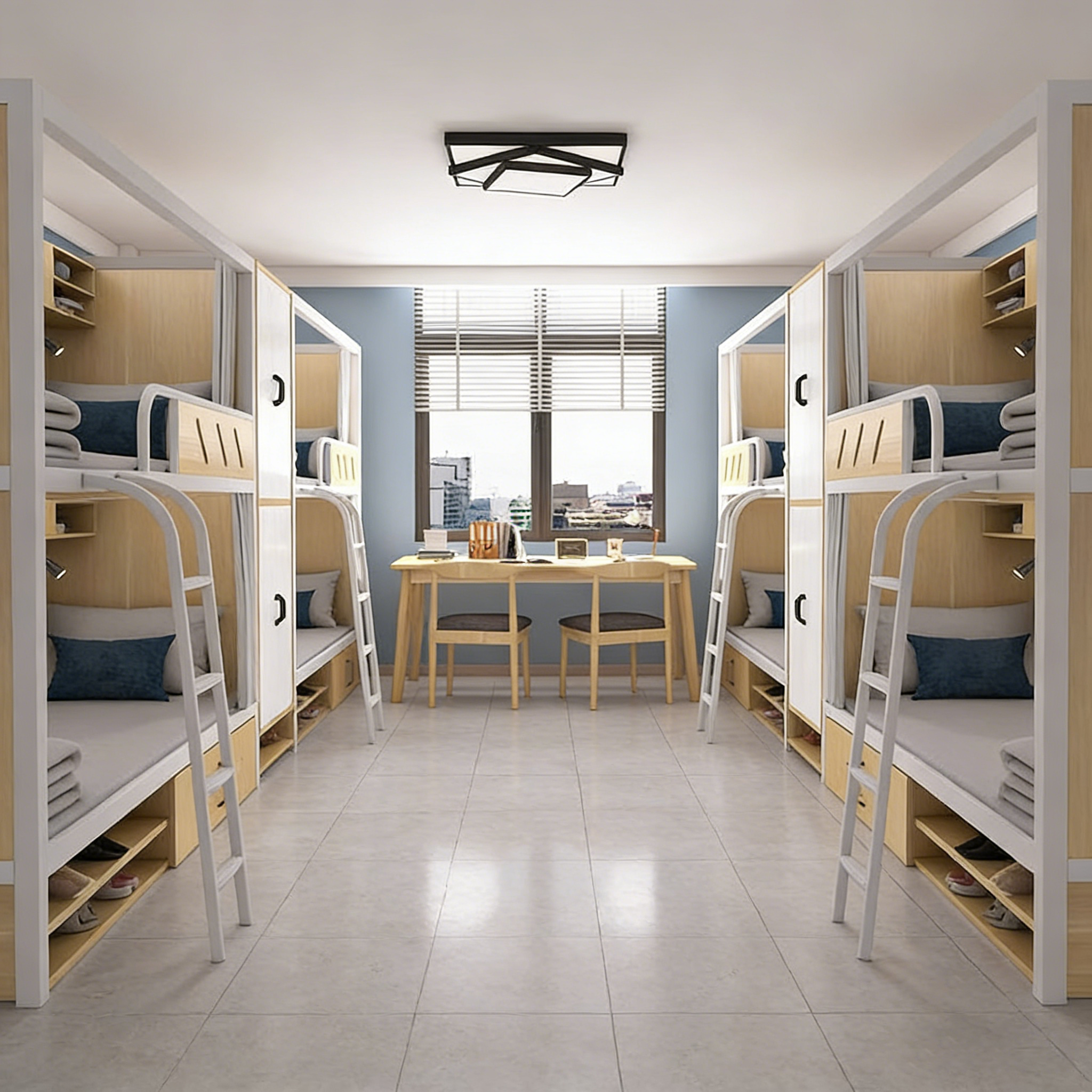 Modern Four-Person Metal Dormitory Bed Durable Space Capsule Design for Student School Hotel & Apartment Bedrooms